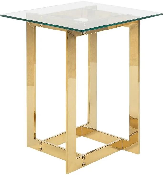 Mesa de apoio dourada com tampo de vidro CRYSTAL Beliani