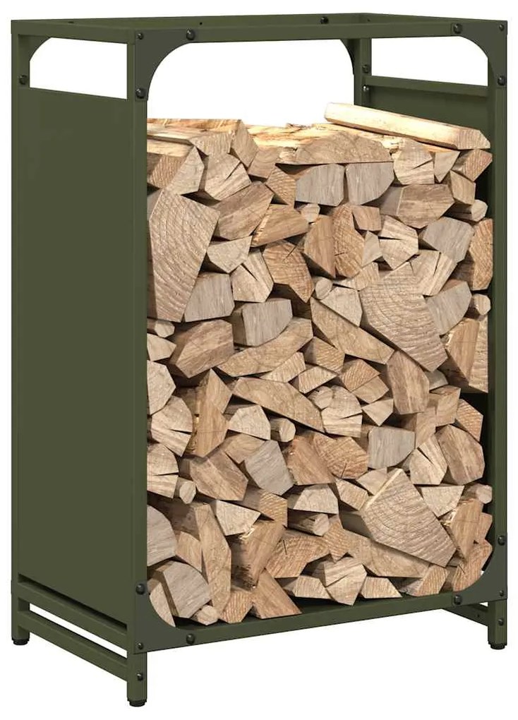 Suporte para lenha aço laminado a frio verde azeitona