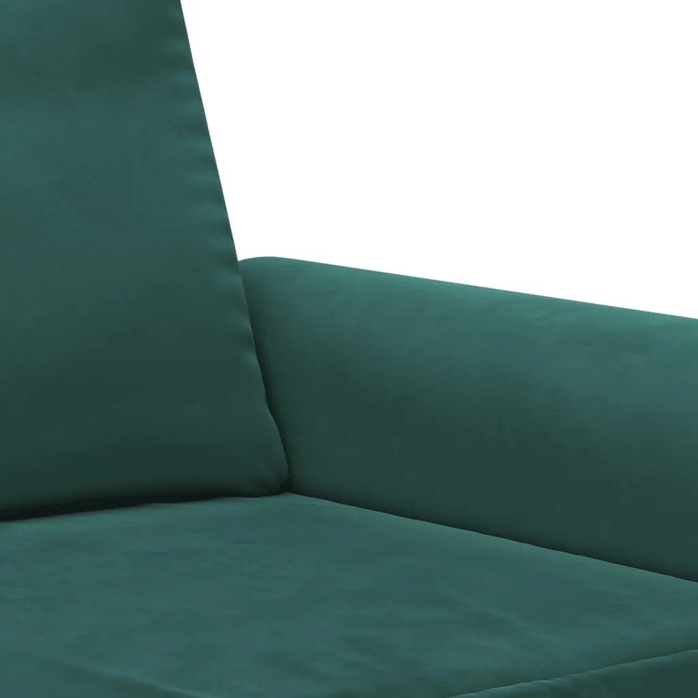 3 pcs conjunto de sofás com almofadas veludo verde-escuro