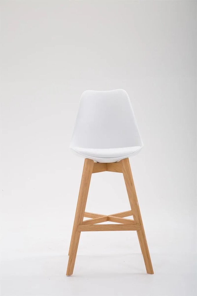 Banco de bar Cannes em plástico com estrutura de Cor Natural 48 x 112 x 56 cm Branco