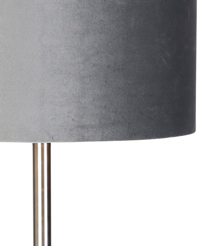 Luminária de pé em aço Abajur em tecido cinza de 40 cm - SIMPLO Moderno