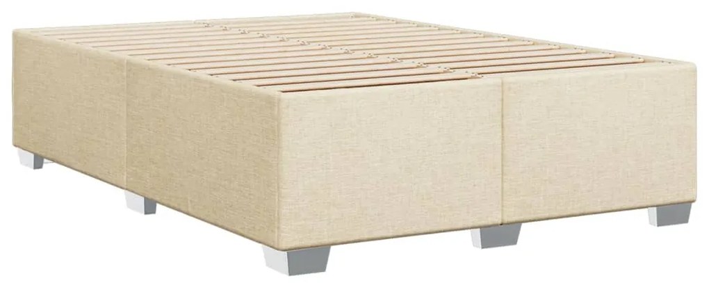 Estrutura de cama sem colchão 140x190 cm tecido cor creme