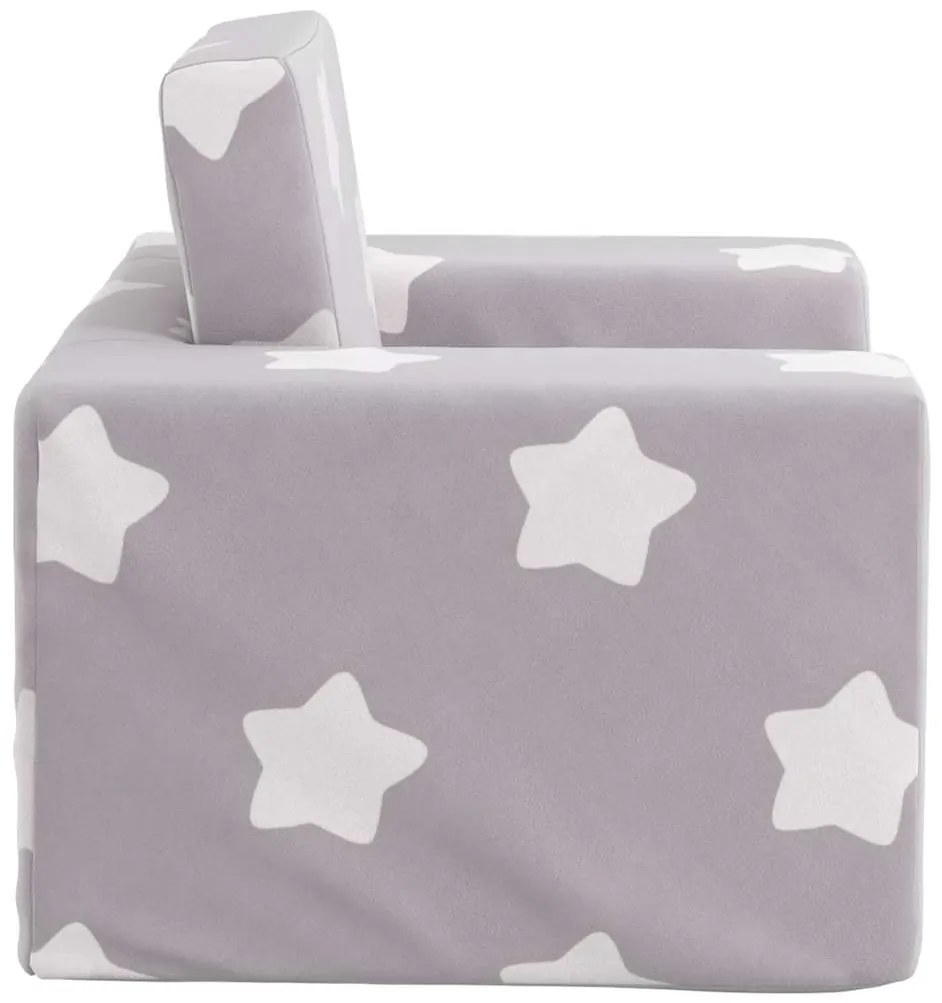 Sofá-cama infantil de c/ estrelas pelúcia cinzento-claro