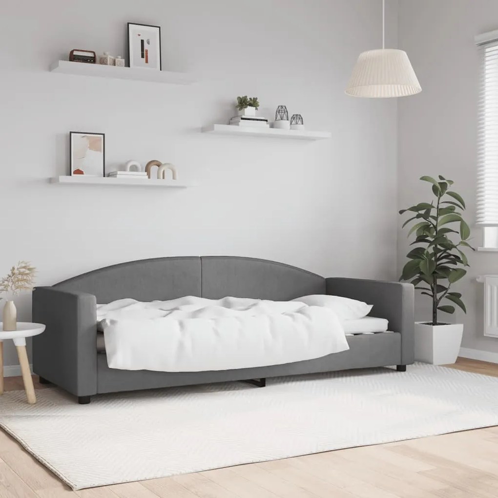 Sofá-cama 80x200 cm tecido cinzento-escuro