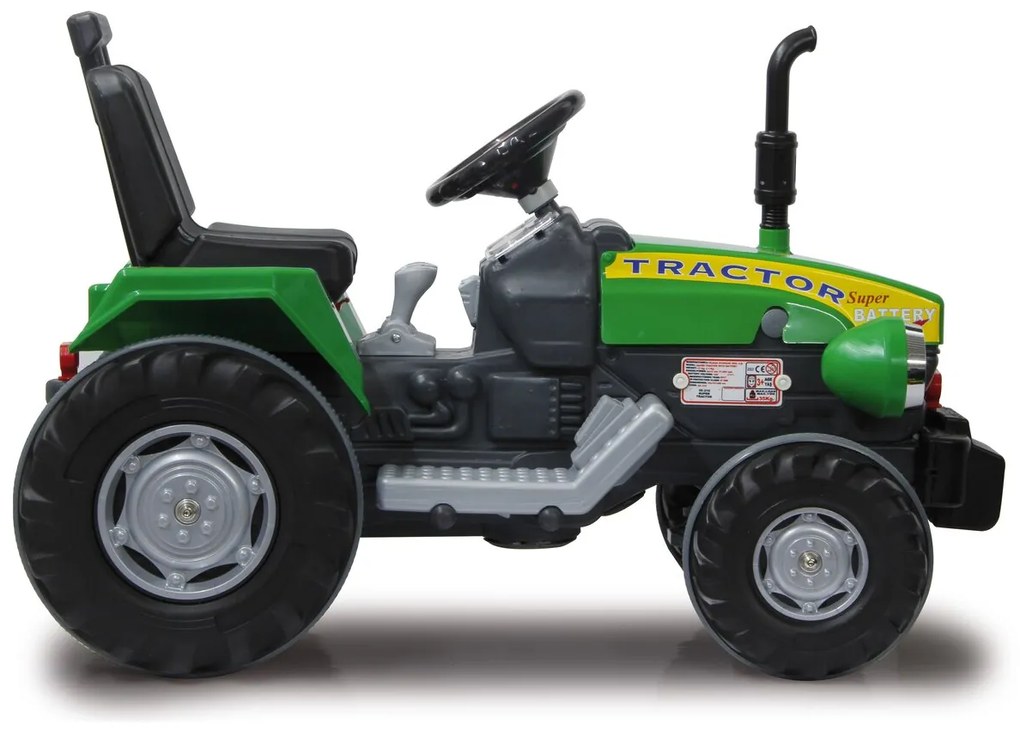 Tractor Elétrico bateria 12V para crianças Power Drag Verde