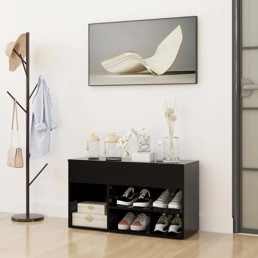 808748 vidaXL Banco sapateira 80x30x45 cm contraplacado preto