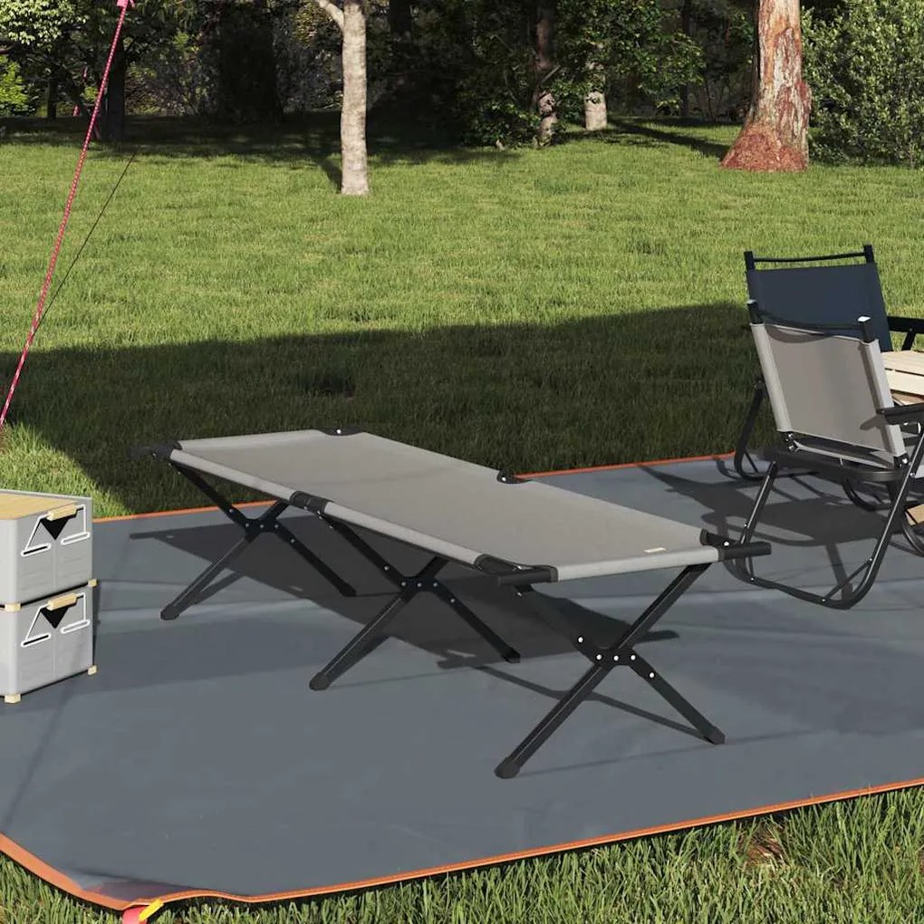 vidaXL Cama de Sol Reclinável com Bolsa de Transporte Cinza - Tecido Oxford 600D