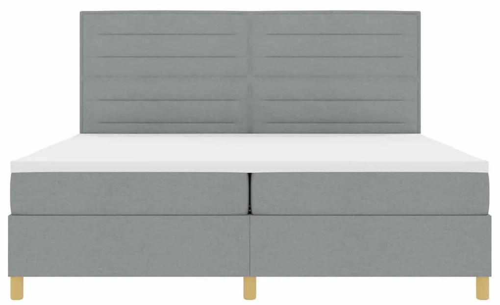 Cama Box com Colchão Cinza Claro 200x200 cm Tecido