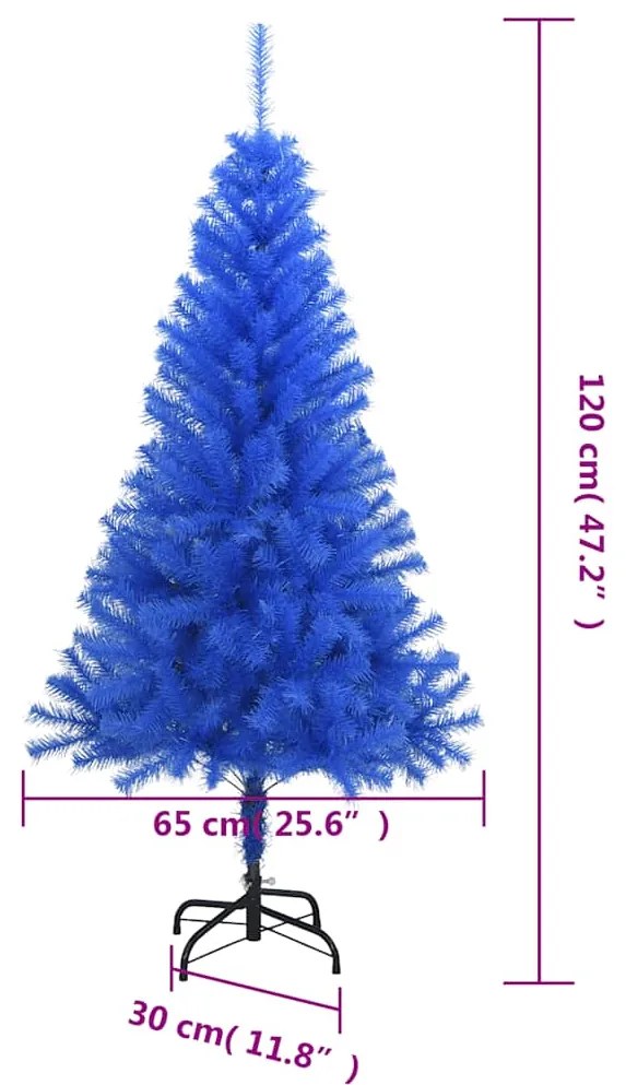 Árvore de Natal artificial com suporte 120 cm PVC azul