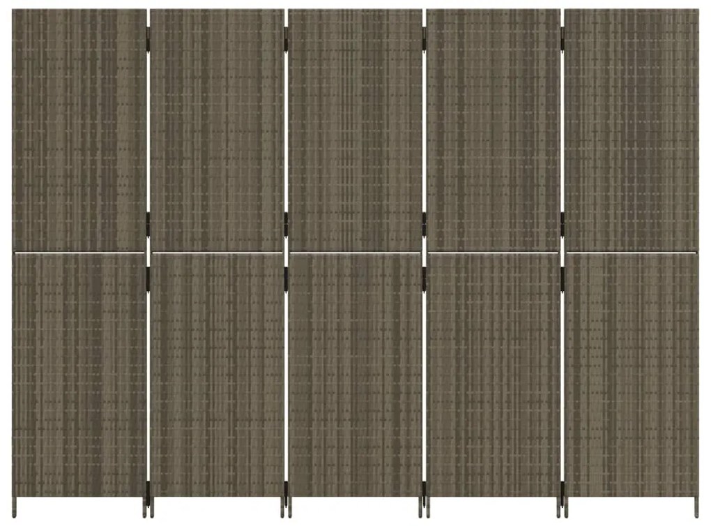 Biombo de divisão 5 painéis vime PE cinzento