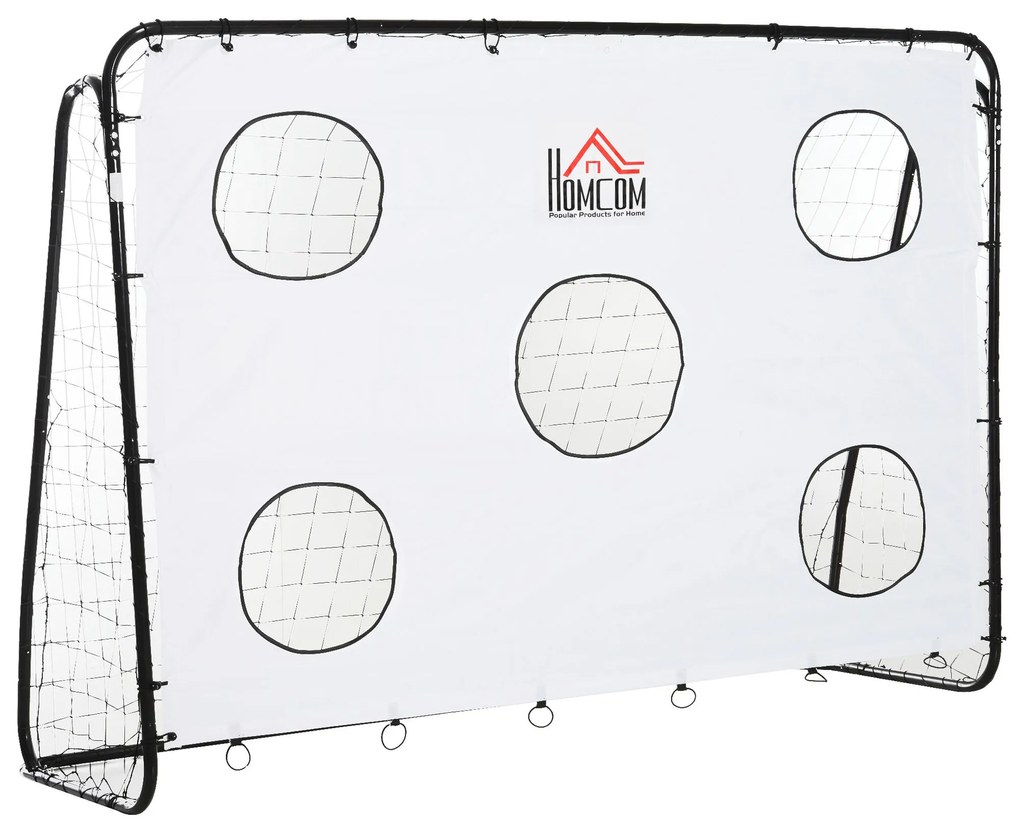 HOMCOM Baliza de Futebol para Crianças com Lona de Precisão e Ponteria para Treino e Aperfeiçoamento 240x88x174 cm Branco