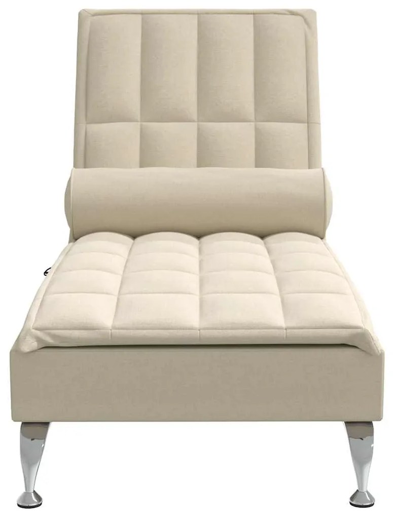 Chaise lounge de massagem com rolo tecido creme