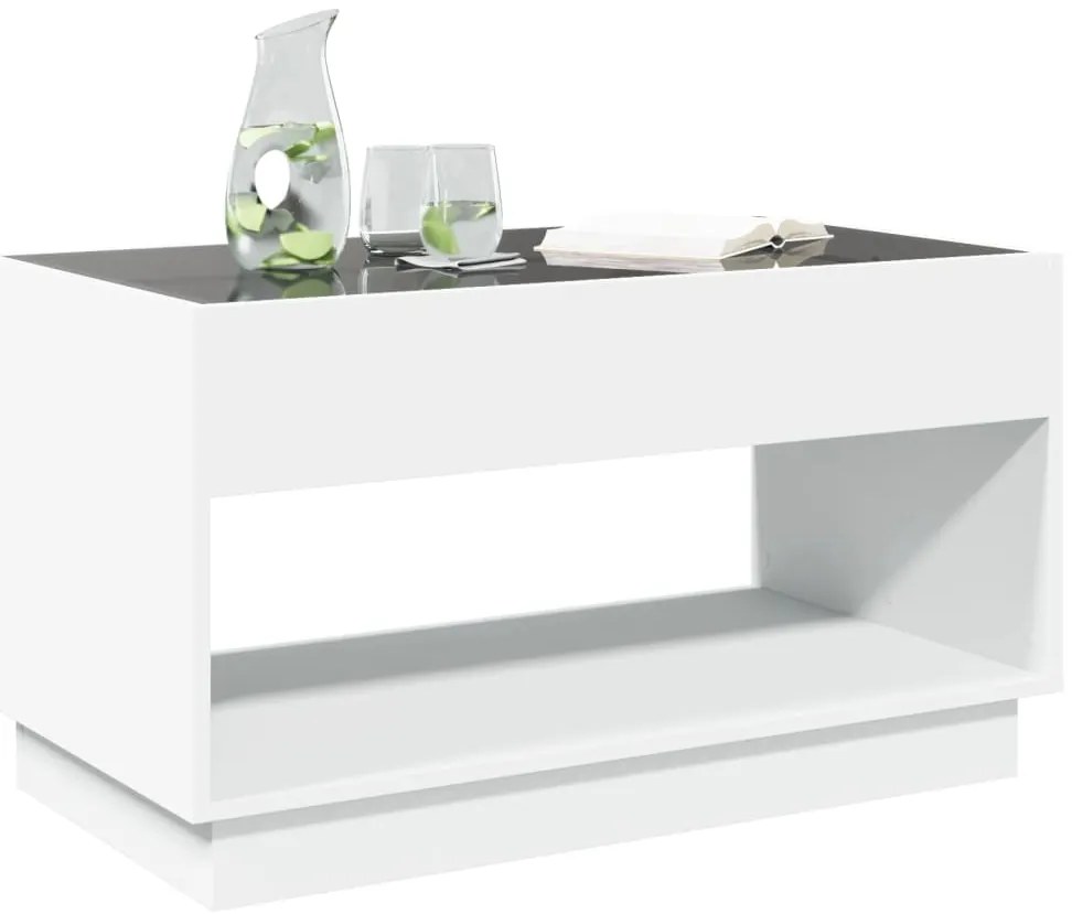Mesa de centro luzes LED Infinity 90x50x50 cm branco