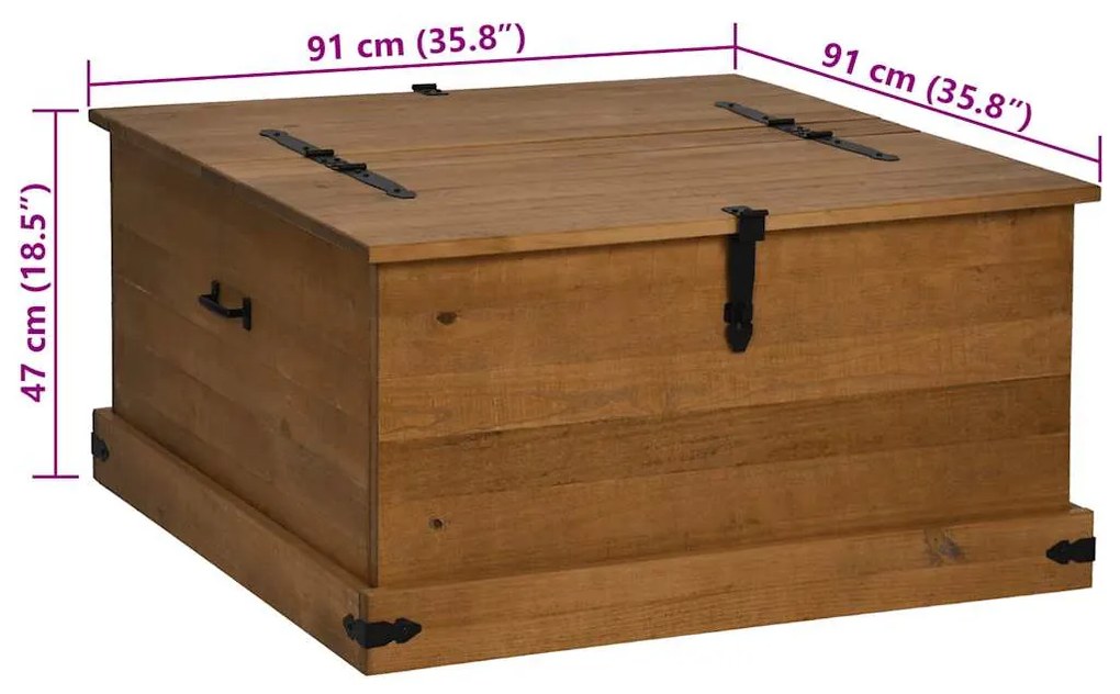 Caixa de arrumação HALDEN 91x91x47 cm pinho maciço