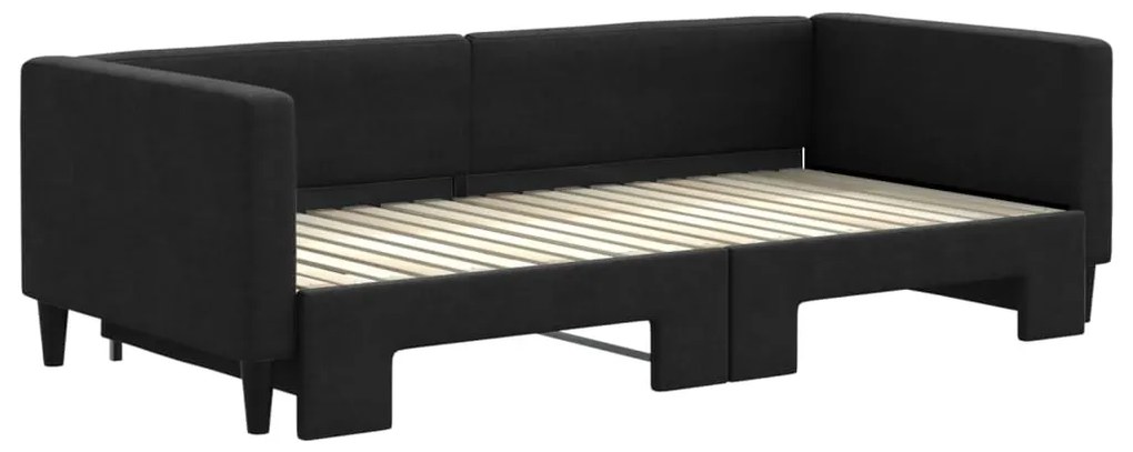 Sofá-cama com gavetão 90x190 cm tecido preto