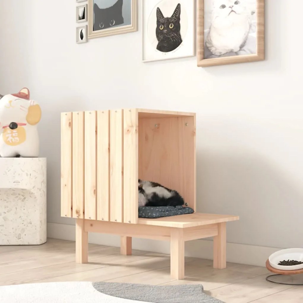 vidaXL Ninho para gatos 60x36x60 cm pinho maciço