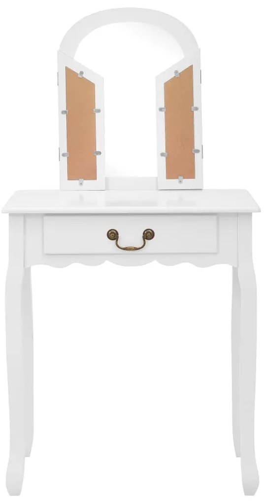 Toucador c/ banco 65x36x128 cm MDF e madeira paulownia branco