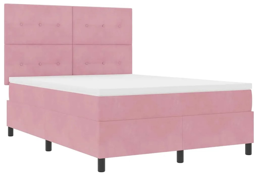 Cama Box com Colchão vidaXL Rosa 160x200 cm Veludo