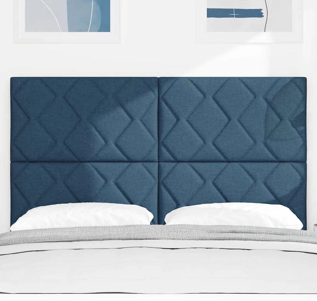 Cabeceira vidaXL Design de Blocos de Diamante Azul 144 cm Tecido