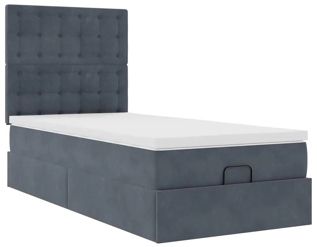 moldura de cama otomana vidaXL com colchões cinza escuro veludo