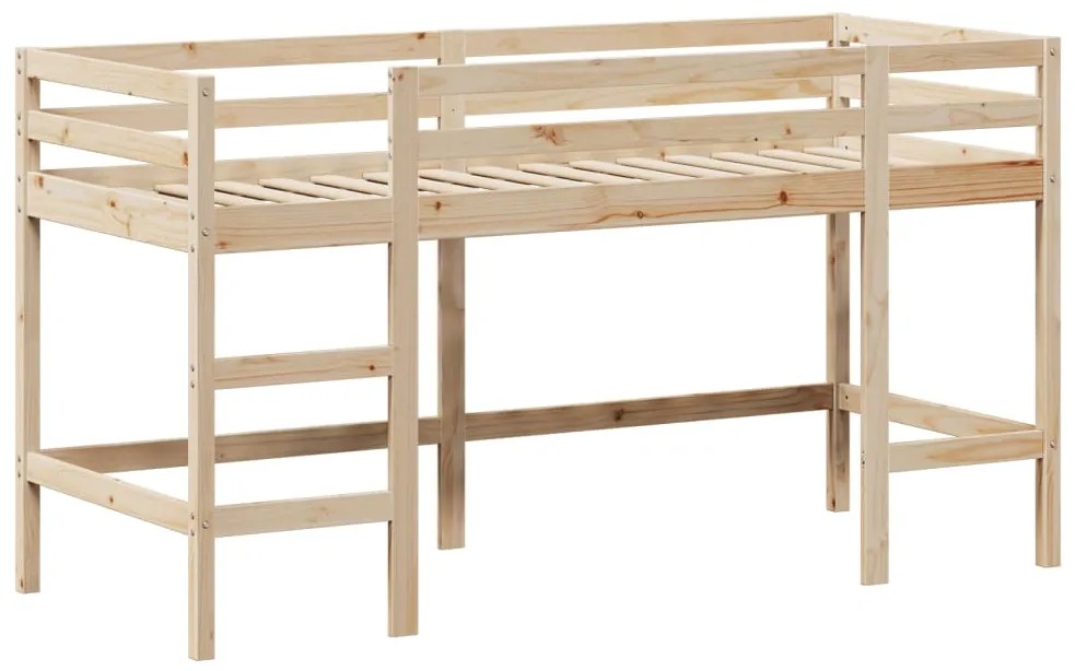 Cama alta c/ escada e telhado 80x200 cm pinho maciço