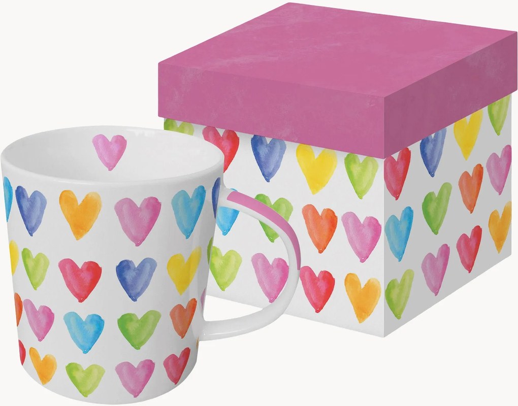 Caneca em New Bone China Aquarell Hearts