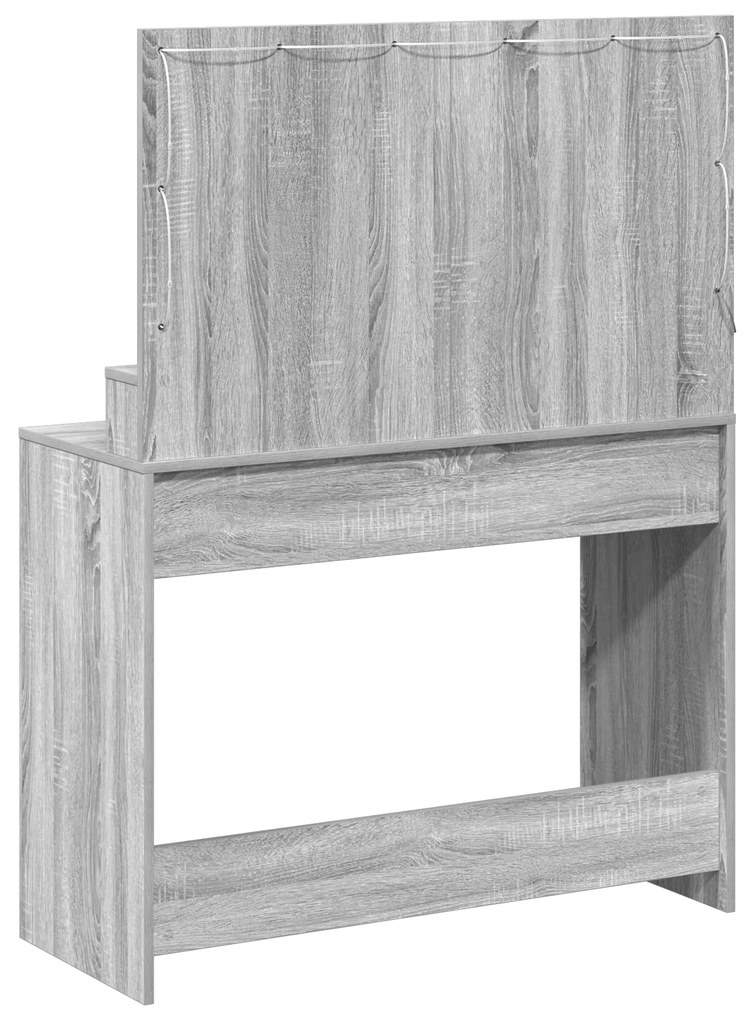 Mesa de Maquiagem vidaXL com Luzes LED Cinza Sonoma 100x41x135 cm