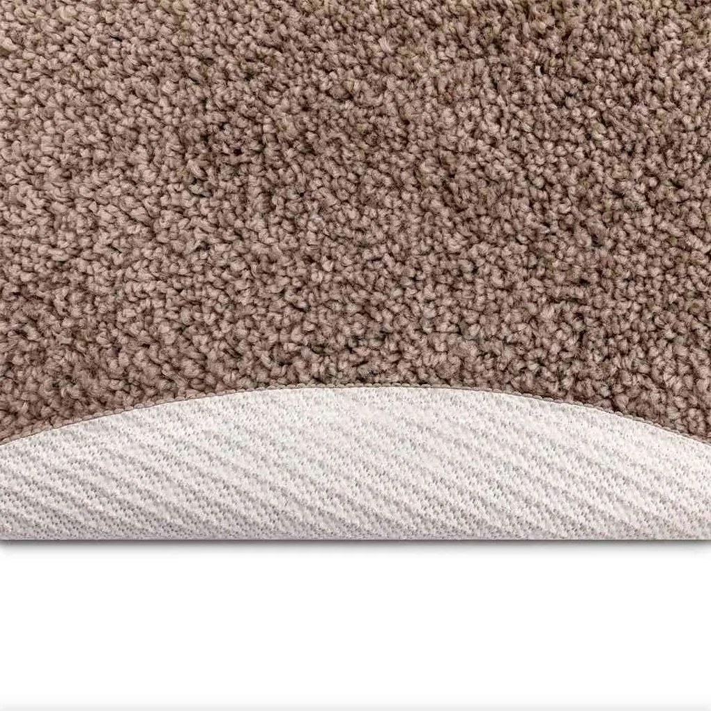 Tapete Shaggy vidaXL com Base de Látex Marrom ø90 cm