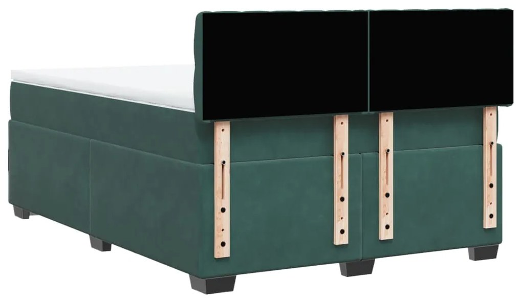 Cama com molas/colchão 140x190 cm veludo verde-escuro