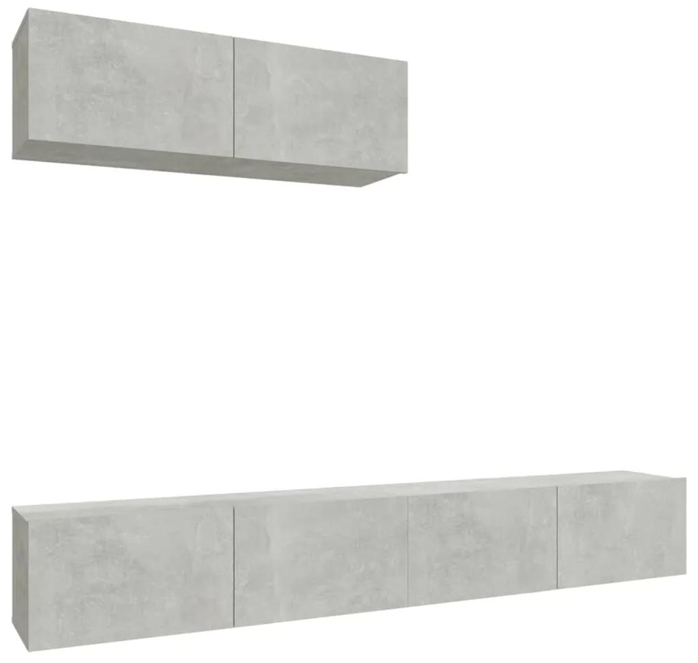 Conjunto móveis de TV 3 pcs madeira processada cinzento cimento