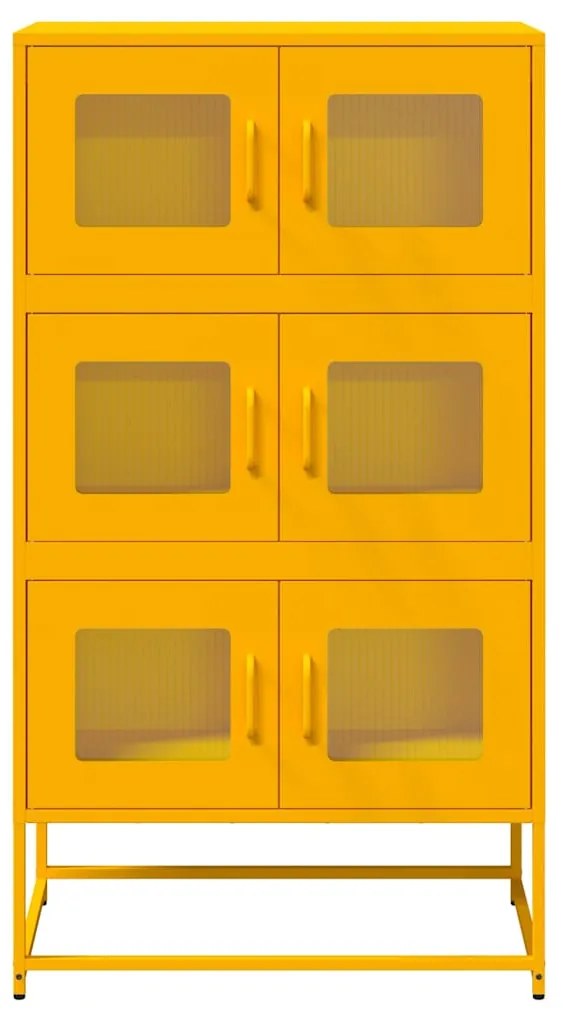 Aparador alto 68x39x123 cm aço amarelo mostarda