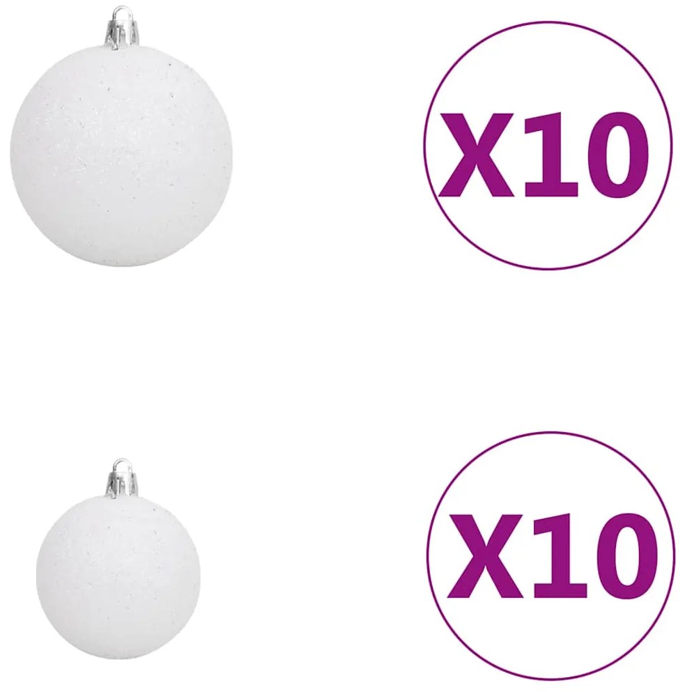 Árvore Natal artificial c/ 300 luzes LED, bolas e neve 240 cm