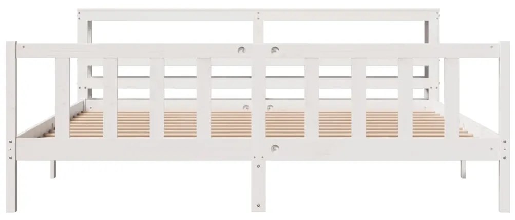 Cama sem colchão 200x200 cm madeira de pinho maciça branco