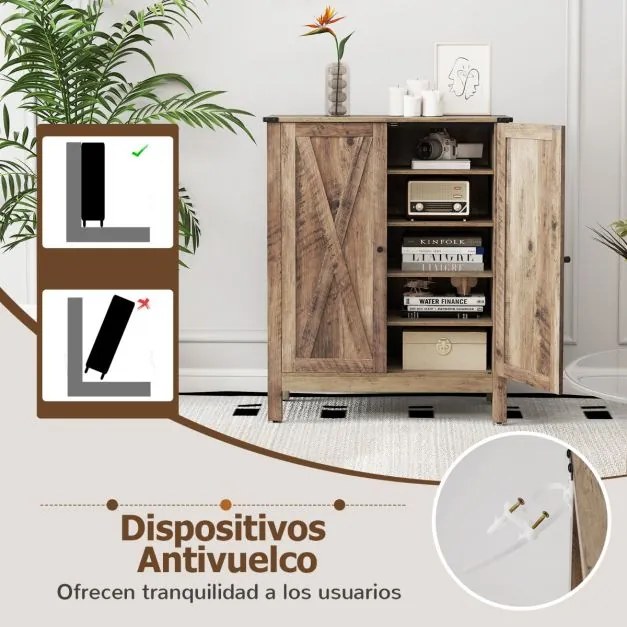 Sapateira 80 x 35,5 x 100 cm com portas para sapatos de 5 níveis com prateleiras ajustáveis Sapateira independente em madeira castanha