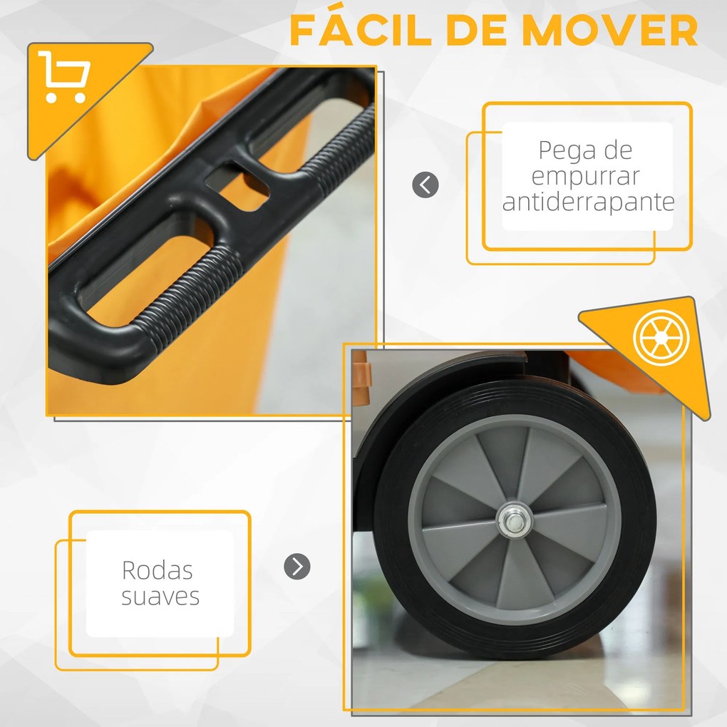 Carro de Limpeza com Bolsa Carrinho de Limpeza com Rodas e 3 Prateleir