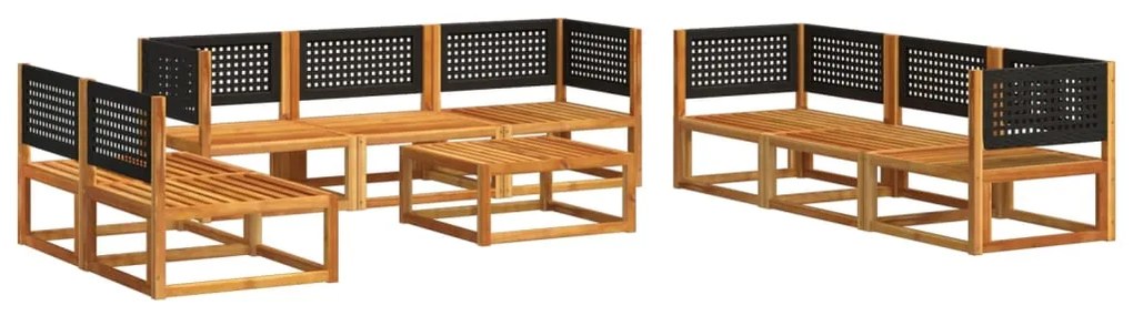 9 pcs conjunto de sofás de jardim com almofadões acácia maciça