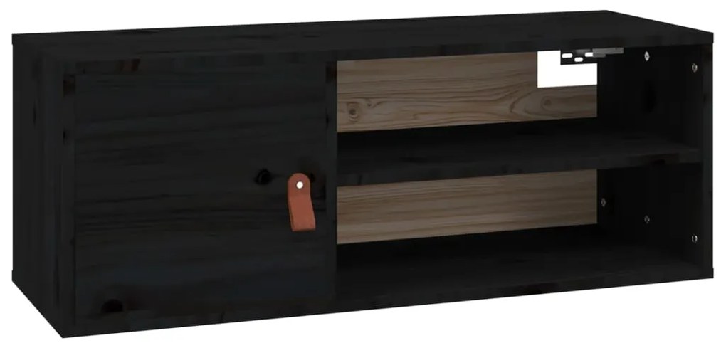 Armários de parede 2 pcs 80x30x30 cm pinho maciço preto