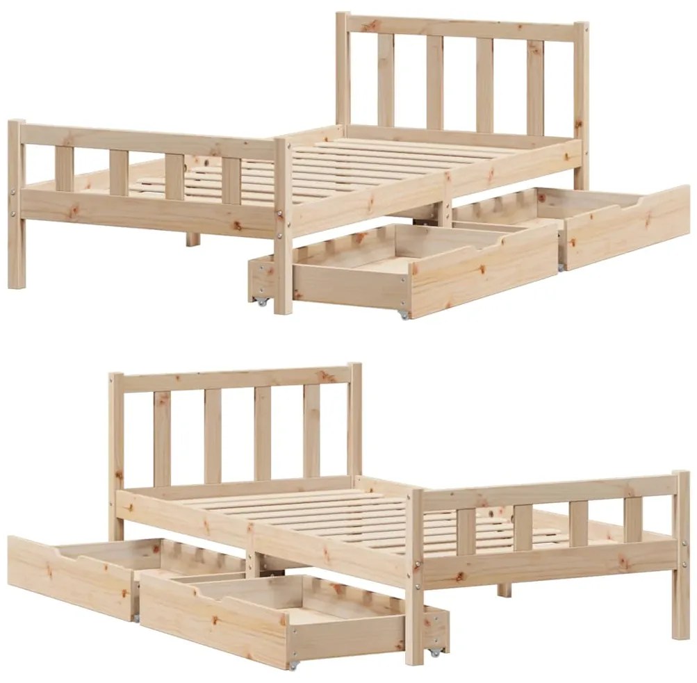 Cama sem colchão 75x190 cm madeira de pinho maciça