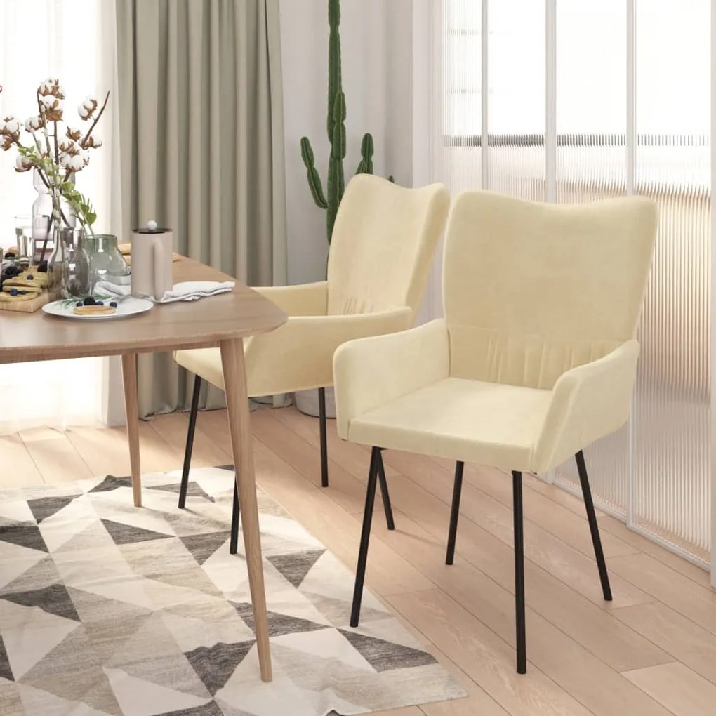 Cadeiras de jantar 2 pcs veludo cor creme