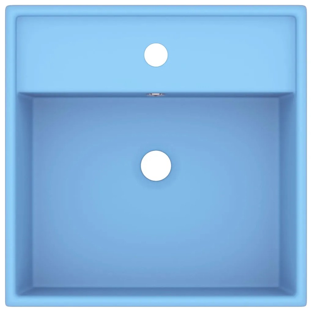 Lavatório luxuoso quadrado 41x41 cm cerâmica azul-claro mate