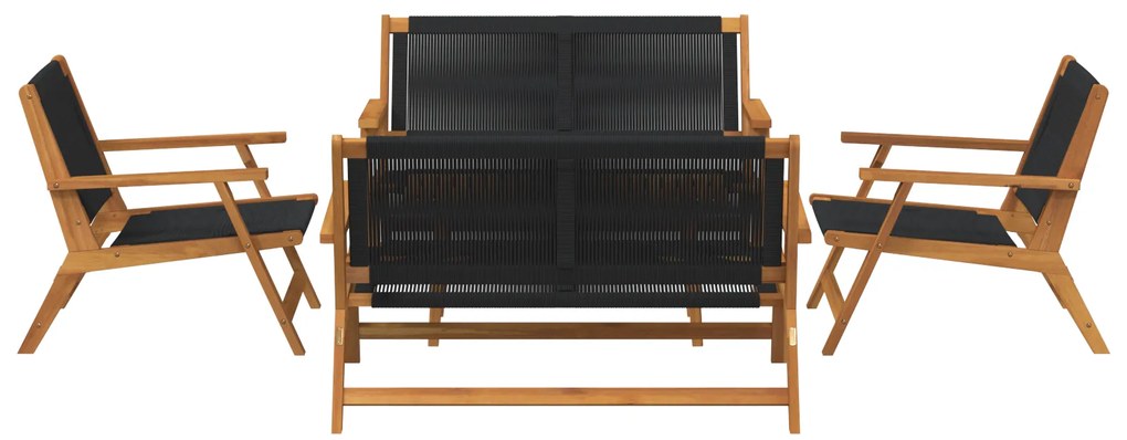 Cadeiras de Jardim com Mesa 5 pcs Preto Madeira Maciça de Acácia