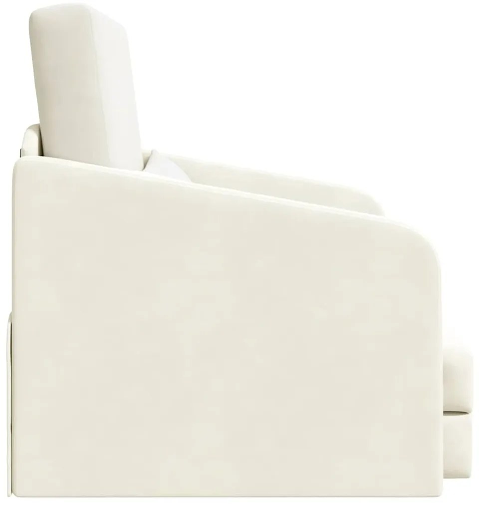 Sofá Cama de Piso 2-em-1 Creme 65x80x83 cm Veludo