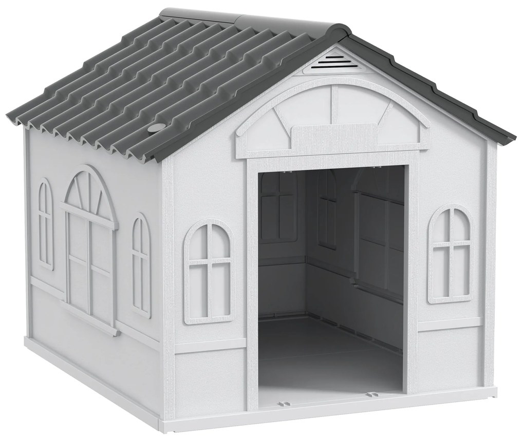 PawHut Casa para Cães 65x75,7x63 cm Casa para Cães com Janelas e Teto