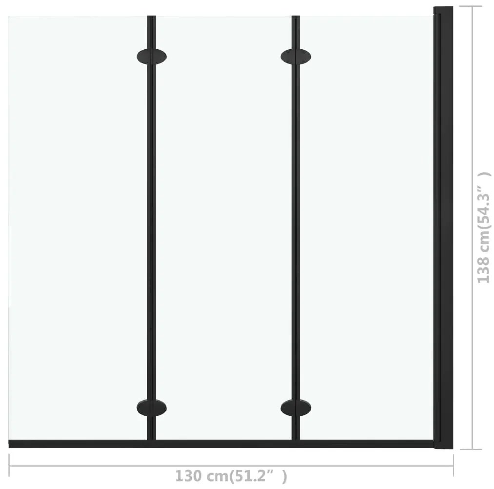 Divisória de chuveiro dobrável 3 painéis ESG 130x138 cm preto