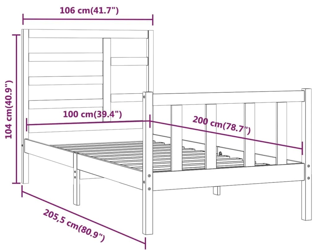 Cama sem colchão 100x200 cm madeira de pinho maciça branco