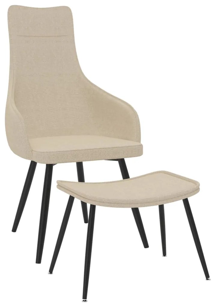 vidaXL Poltrona com apoio de pés tecido cor creme