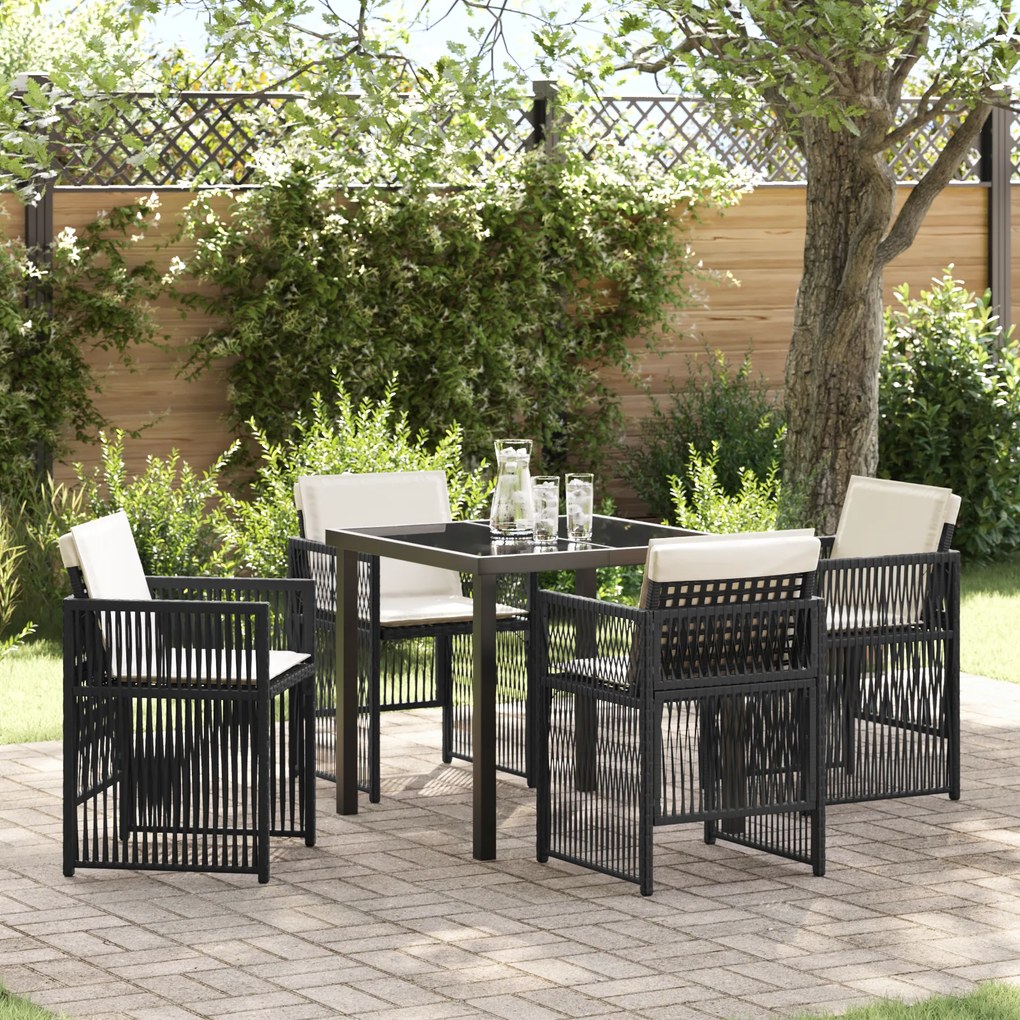 Conjunto de Jantar de 5 Peças vidaXL com Almofadas em Rattan Polímero