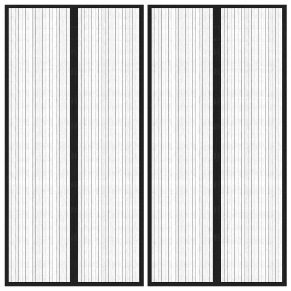 vidaXL Cortinas de porta anti-insetos magnéticas 2 pcs 220x100cm preto