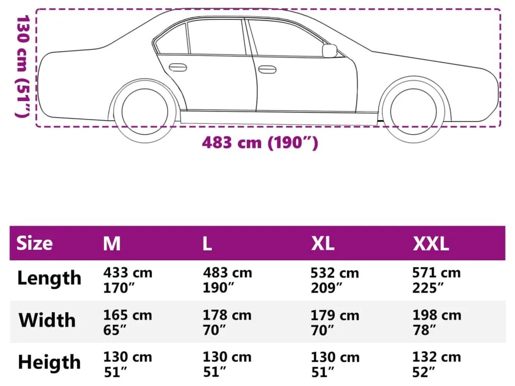 Cobertura de carro p/ Sedan com cintas de fivela L prateado