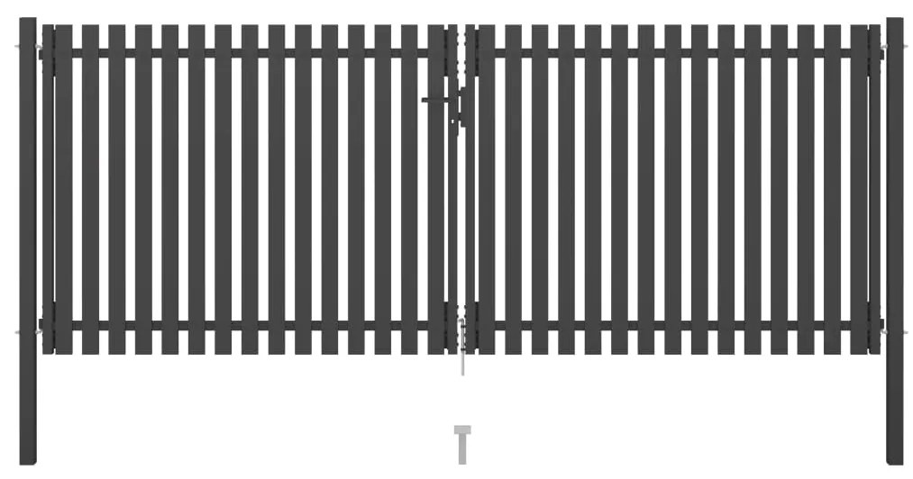 Portão de cerca para jardim 4x1,7 m aço antracite